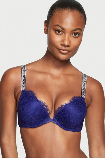 Buy Victoria's Secret Night Ocean Blue Lace Shine Strap Add 2 Cups Push Up Bombshell  Bra from the Next UK online shop