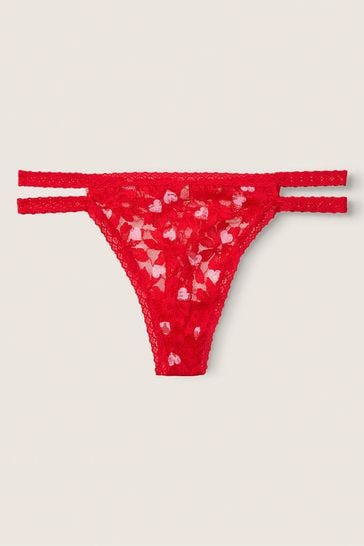 Buy Victoria's Secret PINK Hearts Pepper Red Strappy Lace Thong