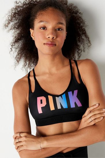 Buy Victoria's Secret PINK Pure Black Rainbow Ultimate Strappy Back Lightly  Lined Bra from Next Finland