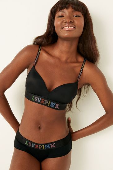 Buy Victoria's Secret PINK Pure Black Shine Non Wired Push Up Smooth  T-Shirt Bra from Next Denmark