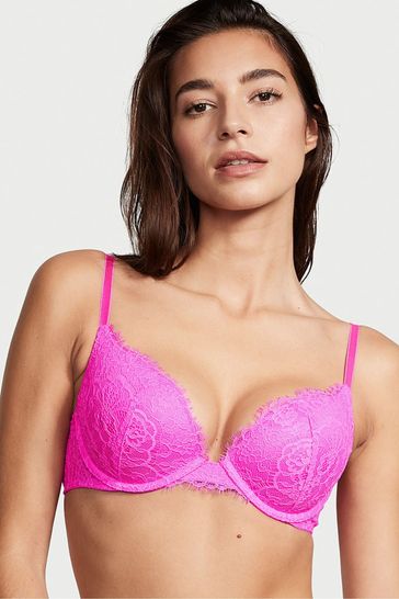 Buy Victoria's Secret Pink Berry Push Up Lightly Lined Lace Demi Bra from  Next Luxembourg