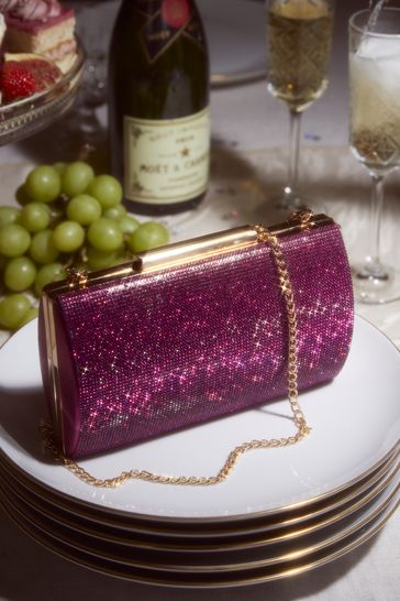 Lipsy Pink Diamante Clutch Occasion Bag