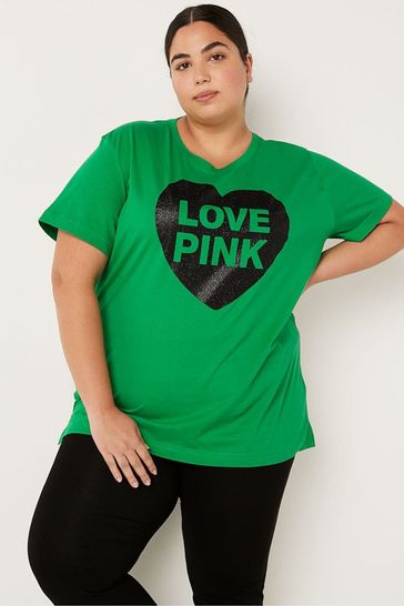 Victoria's Secret PINK Happy Camper Green Wear Everywhere Smooth Push Up  T-Shirt Bra