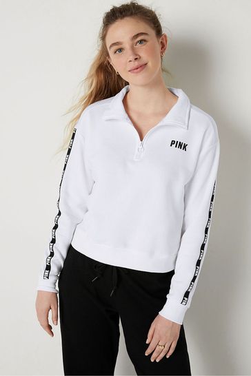 Buy Victoria s Secret PINK Optic White Zip Up Long Sleeve Crop