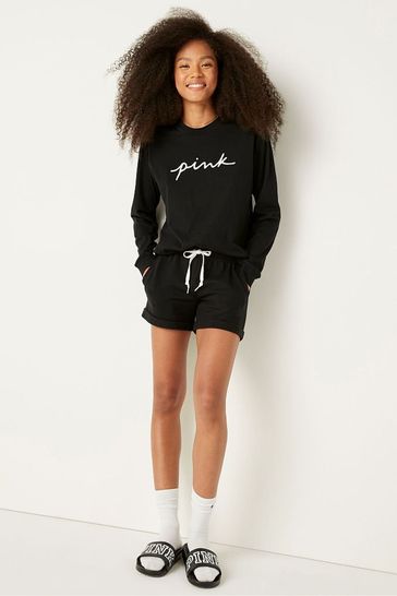 Buy Victoria s Secret PINK Pure Black Logo Lounge Short from Next
