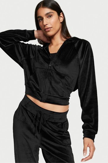 Buy Victoria s Secret Black Velour Lounge Zip Up Hoodie from Next