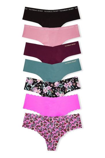 Buy Victoria's Secret Black/Pink/Green/Print Thong No Show Knickers  Multipack from Next Luxembourg