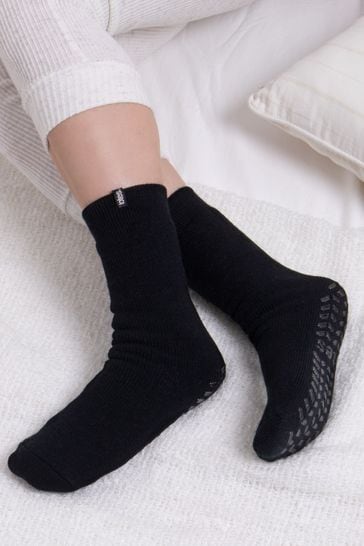 Totes Black Recycled Thermal Slipper Socks