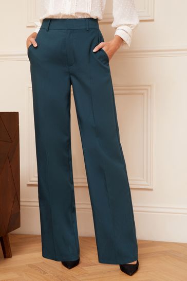 Love & Roses Forest Green High Waist Wide Leg Tailored Trousers