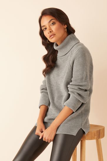 Grey roll 2025 neck knit