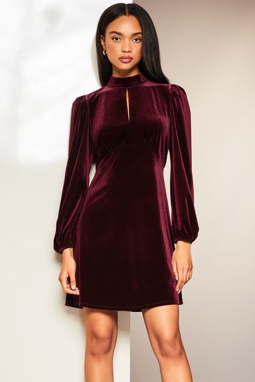 Superdry Velvet Long Sleeve Mini Dress - Women's Womens Dresses