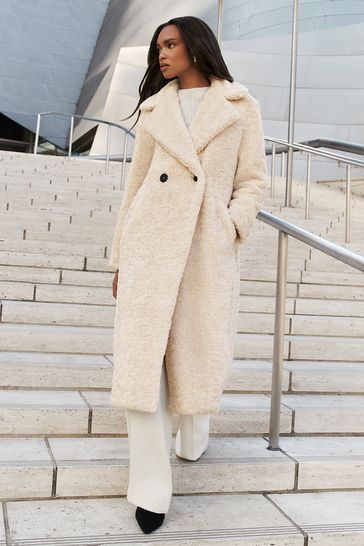Cream longline coat new arrivals