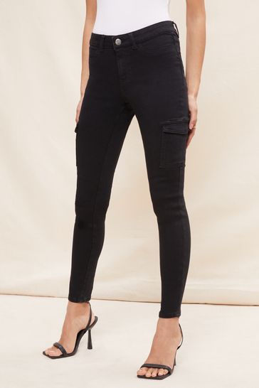Friends Like These Black Cargo Pocket High Waisted Jeggings