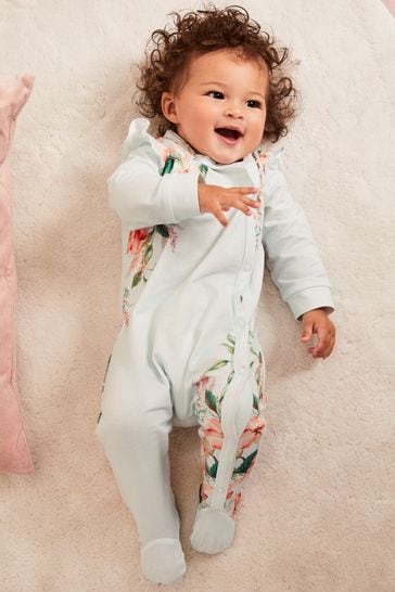 Lipsy Blue Floral Baby Sleepsuit