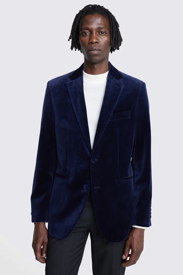 MOSS Tailored Fit Blue Velvet Jacket