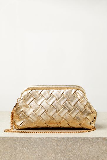Lipsy Gold Weave Clutch Bag