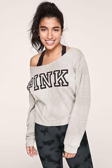 Victoria's Secret PINK Classic Logo Off Shoulder Sweatshirt