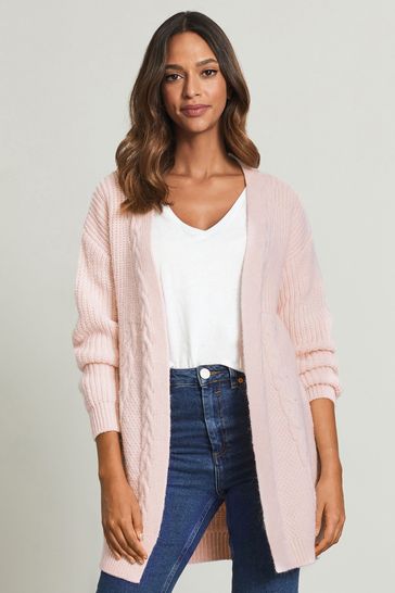 Lipsy Pink Regular Knitted Cable Cardigan