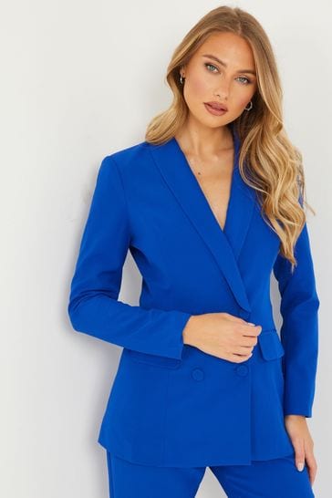 Buy Quiz Blue Double Breasted Tailored Blazer from Next Ireland