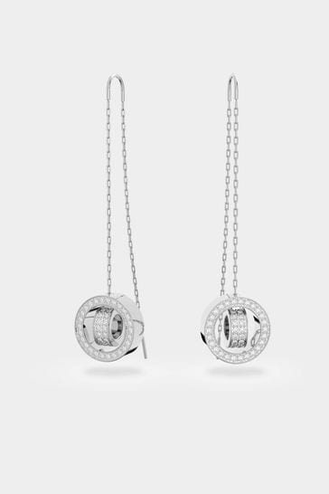 Swarovski Silver Crystal Drop Chain Earrings