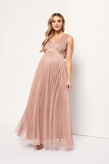 Hot pink online maternity maxi dress