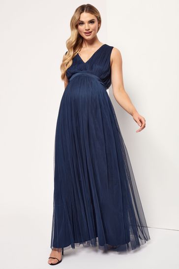 Buy Anaya With Love Navy Blue Maternity V Neck Maxi Dress from