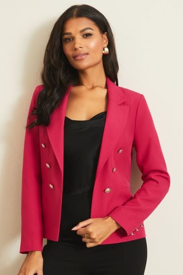 Lipsy Hot Pink Military Tailored Button Blazer
