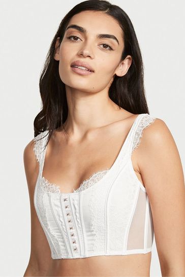 Victoria's Secret Coconut White Lace Unlined Non Wired Corset Bra Top