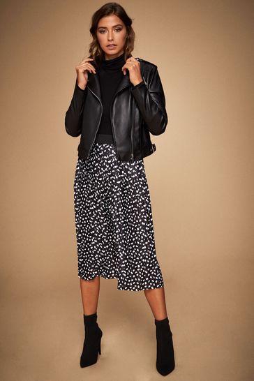 Buy Lipsy Black Petite Printed Pleated Midi Skirt from Next Luxembourg