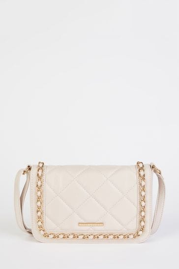 Lipsy Cream Quilted Chain Cross Body Bag