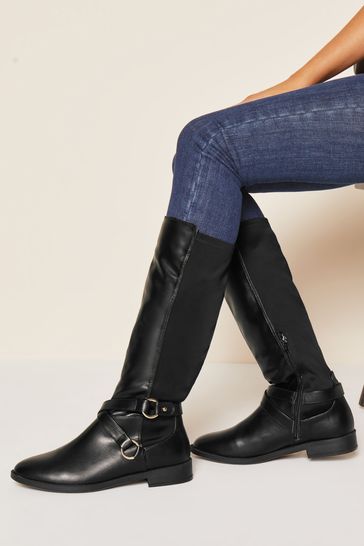 Friends Like These Black Wide FIt Knee High Riding Boot wide fit