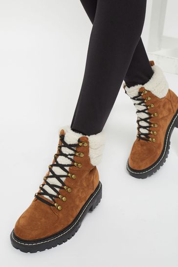 Lipsy Brown Lace Up Hiker Ankle Boot