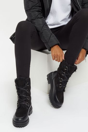 Lace up clearance faux fur boots
