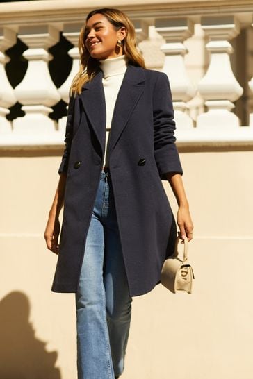 Navy blue shop coat outfit women's
