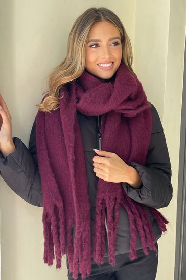 Lipsy Berry Red Super Soft Chunky Brushed Scarf
