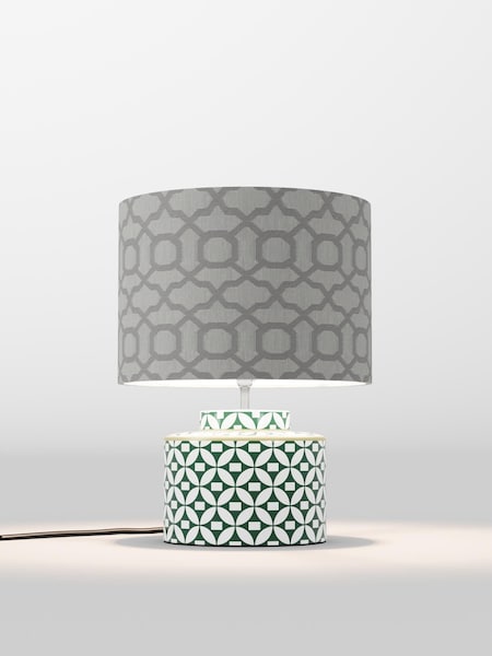 Silver Geo Velvet Lamp Shade (AR4136_F68898) | £50