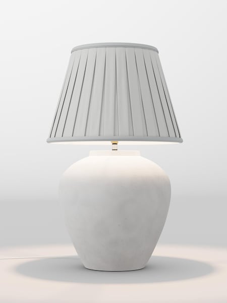 Silver Grey Box Pleated Lamp Shade (F01982_F48625) | £85