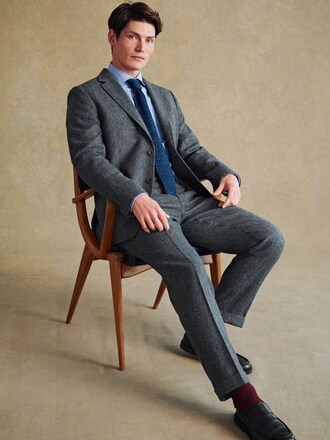 Barbour® Grey Herringbone Slim Fit Suit Jacket