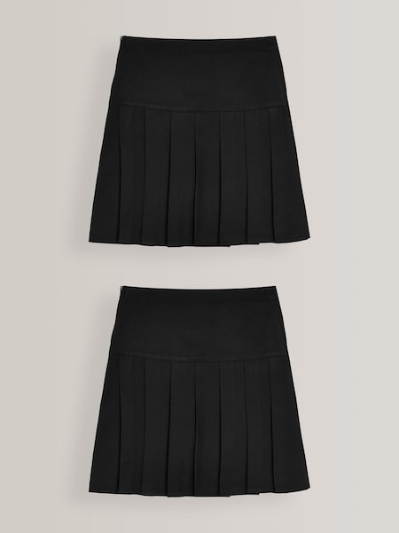 Black Regular Waist 2 Pack Pleated School Skirts (3-16yrs) (110320) | £12 - £22