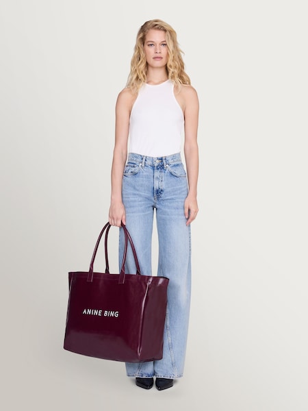 Red - Leo Coated Canvas Logo Tote Bag