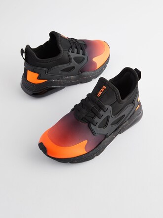 Orange/Black Standard Fit (F) Elastic Lace Trainers