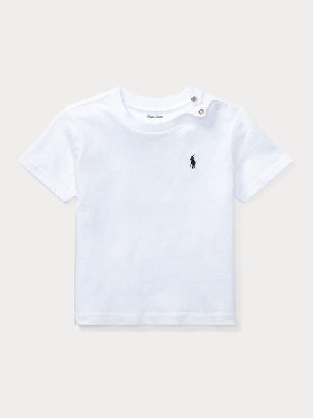 White Baby 100%Cotton Jersey Logo T-Shirt (202701) | £42