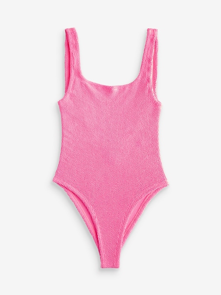 Pink - Coverage Square Neck Swimsuit