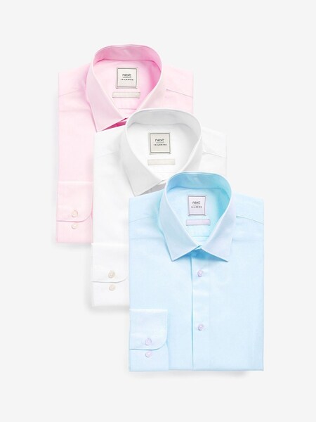 White/Light Blue/Light Pink Slim Fit Easy Care Single Cuff Oxford Smart Shirts 3 Pack (503815) | £56