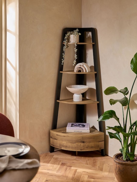 Dark Bronx Oak Effect Corner Ladder Shelf (550779) | £299