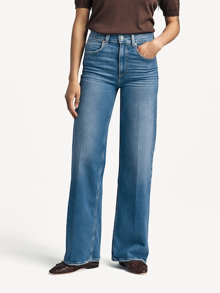 Blue Sasha Distressed Wide Leg 100% Cotton Jeans (563192) | £290