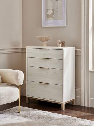 White Bronx Oak Effect 4 Drawer Chest of Drawers