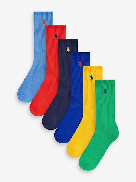 Blue Cotton Crew Socks 6 Pack (639524) | £45
