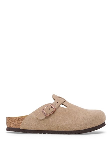 Taupe Beige Kids Boston Suede Clogs (666418) | £70
