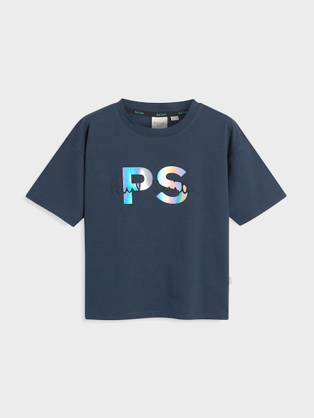 Boys Holographic Short Sleeve Oversized Iconic Print 100% Cotton T-Shirt (735913) | £20